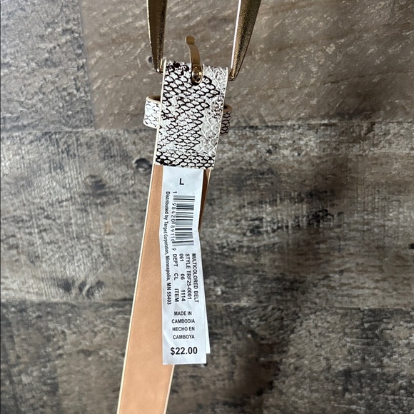 a new day White Snake-Print Thin Belt with Gold Buckle - Picture 6 of 7